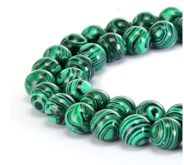 Synthetic Green Malachite Gemstone Round Beads, 1 Strand/15 Inch, Size Selections: 4mm/6mm/8mm/10mm