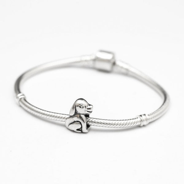 1pc Cute Real Solid Sterling Silver Dog Charm Bead, Compatible with Pandora All Other Charm Bracelets, EC480