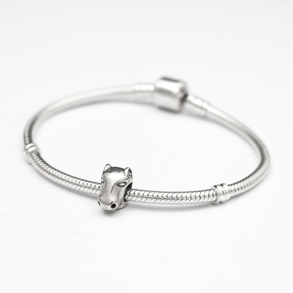 1pc Real Solid Sterling Silver I Love Horse Charm Bead, Compatible with Pandora All Other Charm Bracelets, EC168
