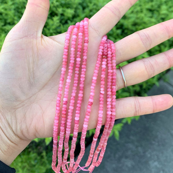 Natural Rhodochrosite Red Quartz Gemstone Faceted Rondelle Beads, 3x2mm/Small Tiny, Hole ID 0.8mm, 13 Inch/1 Strand, GH2R-2