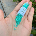 7.5g Miyuki Delica 11/0 Seed Bead Translucent Silver-Lined Aqua Green DB627