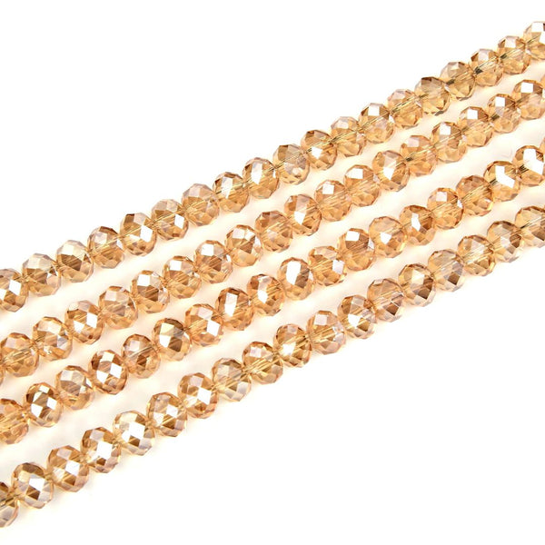 500pcs Creative Club Faceted Rondelle Crystal Glass Beads, Golden Shadow, 6x4mm, Hole ID 1mm, CCR628
