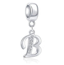 1pc 925 Sterling Silver Letter B, Alphabet Charm Pendant Drop, 18mm Long, Hole ID 4.5mm, EC3-A2