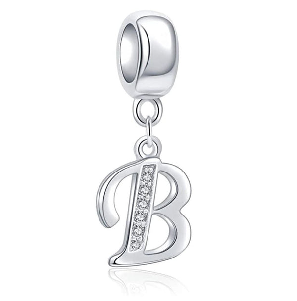 1pc 925 Sterling Silver Letter B, Alphabet Charm Pendant Drop, 18mm Long, Hole ID 4.5mm, EC3-A2