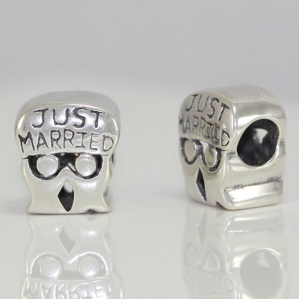 1pc Solid 925 Sterling Silver Husband Wife Oneness Charm Just Married Bead Charm, Compatible with Pandora All Charm Bracelet, EC376