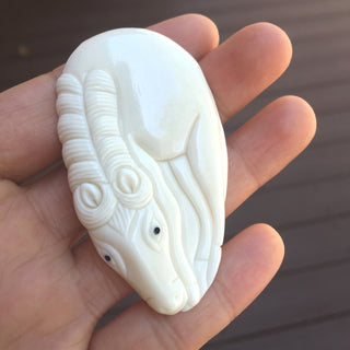 1pc Beautiful Horse Hand Carved White Buffalo Bone Drop Pendant, Symbol of Strength Prosperity Pendant, with Sterling Silver Bail, 2.44 Inch, BP-57