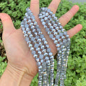 140pcs Creative Club Faceted Rondelle Crystal Glass Beads, Silver Shade, 8x6mm, Hole ID 1.1mm, CCR832