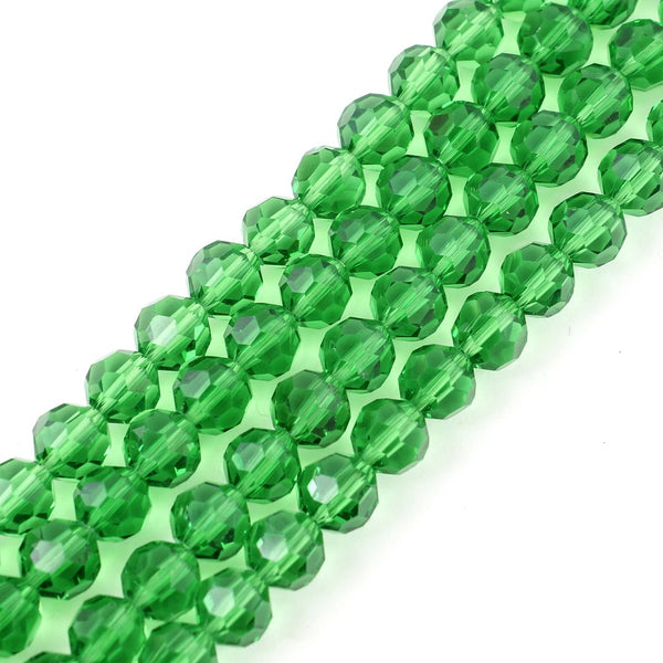 140pcs Creative Club Faceted Round Crystal Glass Beads, Peridot Green, 8mm, Hole ID 1mm, CC2R816