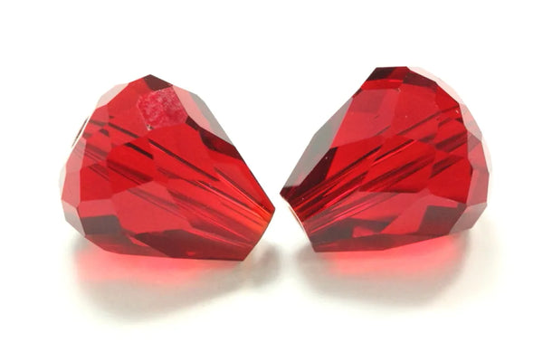 24pcs Adabele Austrian Faceted Teardrop Crystal Beads #5500, Siam Red, 10mm x 8mm, Hole ID 1.1mm, SST-1005