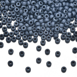 50g Miyuki Rocaille 8/0 Round Seed Beads Opaque Matte Gunmetal RR-2001