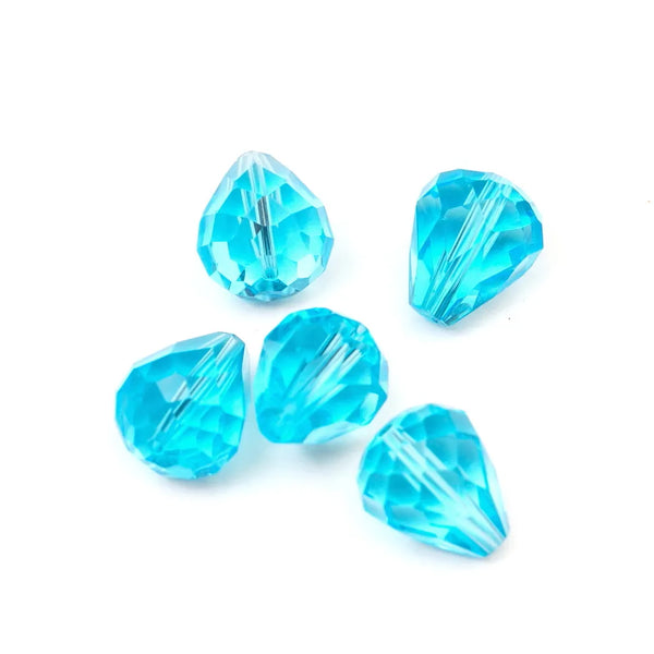 24pcs Adabele Austrian Faceted Teardrop Crystal Beads #5500, Aquamarine Blue, 12mm x 10mm, Hole ID 1.2mm, SST-1210