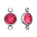10pcs Grade A July Ruby Birthstone Links, Stainless Steel, Tarnish Resistant, 10mm, CCP36-7