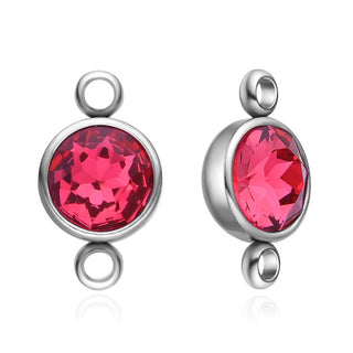 10pcs Grade A July Ruby Birthstone Links, Stainless Steel, Tarnish Resistant, 10mm, CCP36-7