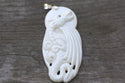 1pc Beautiful Dragon-Chasing-Sun Hand Carved White Buffalo Bone Drop Pendant, Symbol of Strength Prosperity Pendant, with Sterling Silver Bail, 2.52 Inch, BP-58
