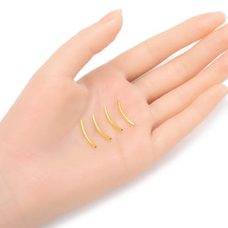 10pcs 925 Sterling Silver Curved Noodle Tubes, Real 18K Yellow Gold Plated, Hole ID 1mm, Size Selections: 15mm/20mm/30mm