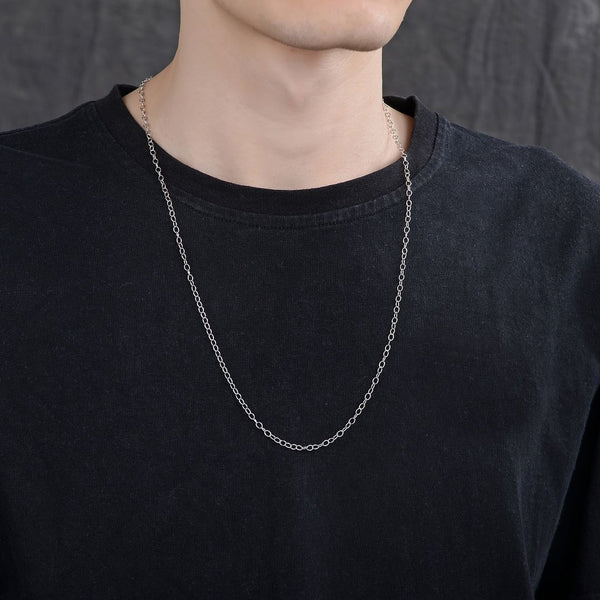 1pc 925 Sterling Silver Twisted Curb Link Cable Chain Necklace, Tarnish Resistant Rhodium Plated, 2.5mm, Length Selections: 18/20/26/28 inch