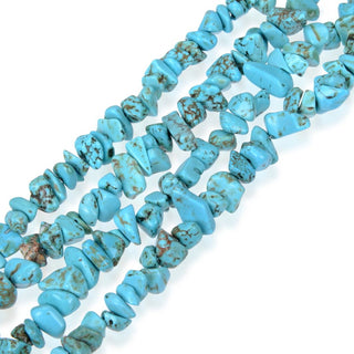 Natural Turquoise Blue Howlite Gemstones Chip Beads, Free Form, 5mm-8mm, Hole ID 1mm, 1 Strand/31 Inch, GZ1-24