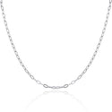 1pc 925 Sterling Silver Diamond Cut Flat Cable Link Chain Necklace, Tarnish Resistant Rhodium Plated, 2.2mm, Length Selections: 18/20/22/24/26 inch