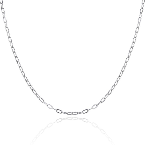 1pc 925 Sterling Silver Diamond Cut Flat Cable Link Chain Necklace, Tarnish Resistant Rhodium Plated, 2.2mm, Length Selections: 18/20/22/24/26 inch