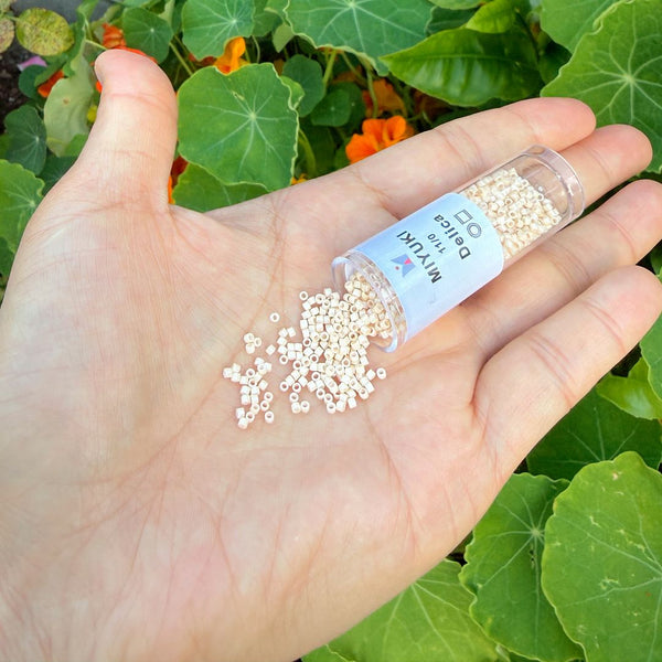 30g Miyuki Delica 11/0 Seed Beads, Opaque Glazed Light Beige Luster DB204