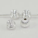 100pcs Sparkle Corrugated Melon Round Beads, Sterling Silver Plated Brass, Size Selections: 6mm/8mm/10mm