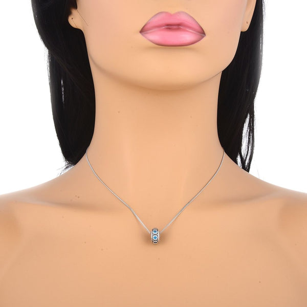 1pc 925 Sterling Silver December Birthstone Bead Charm, Blue Zircon Cubic Zirconia CZ, 11x6.8mm, Hole ID 4.5mm, EC1-A12