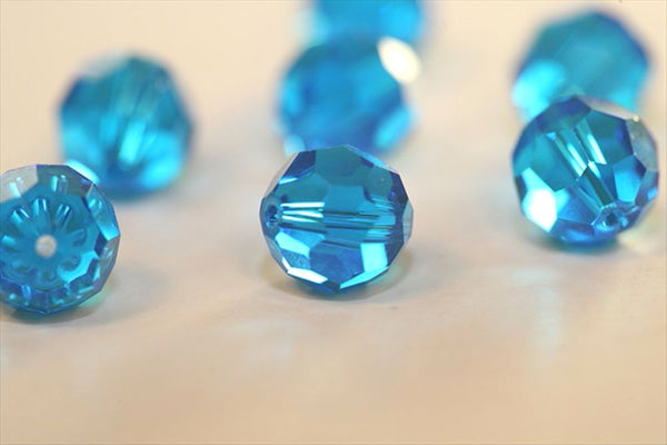 50pcs Adabele Austrian Faceted Round Crystal Beads #5000, Capri Blue, Size Selections: 4mm/6mm/8mm/10mm