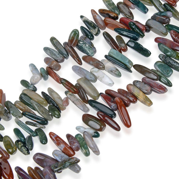 Natural Indian Agate GemstoneStick Point Beads, Irregular, 7mm-23mm Long, Hole ID 1mm 1 Strand/15 Inch, GZ5-16