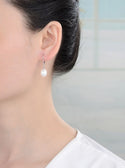 1 Pair 925 Sterling Silver Dangle Baroque Pearl Earrings, AAAA Grade Super High Luster Freshwater Cultured 12x9mm Teardrop Pearls, PE4-4