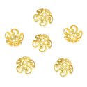50pcs Tarnish Resistant Flower Filigree 10mm Bead Caps 18K Yellow Gold Plated Brass Bead End Cap, BF47-2