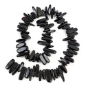Natural Black Tourmaline Gemstone Stick Point Beads, Irregular, 7mm-23mm Long, Hole ID 1mm 1 Strand/15 Inch, GZ5-8