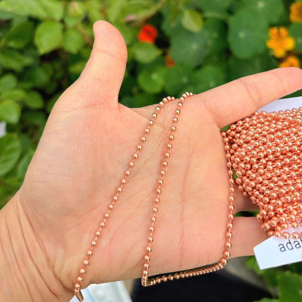 33 Feet Beaded Round Ball Copper Chain, Bright Coppery, 3mm Large Strong CW10-H3
