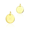 1pc 925 Sterling Silver 12mm Letter H Charm, Real 18K Yellow Gold Plated, Heart Engraved, Name Initial Disc Coin Pendant Drop, SLP-G8