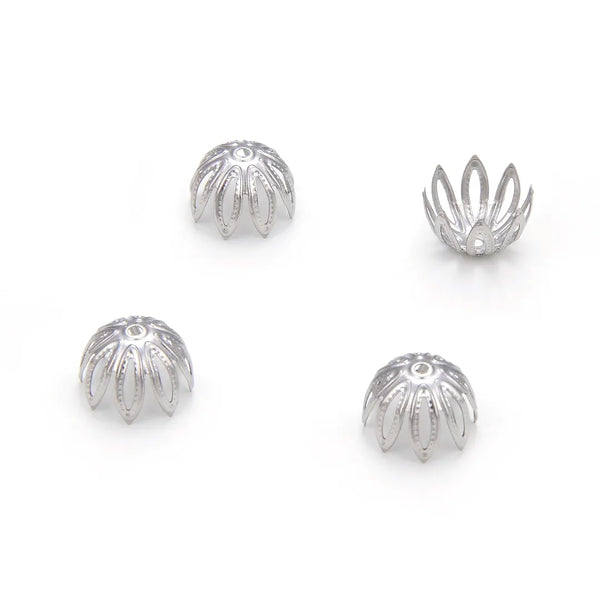 100pcs 10mm 304 Stainless Steel Bead Caps – Hypoallergenic Surgical Grade End Caps