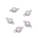 10pcs Grade A October Pink Opal Birthstone Links, Stainless Steel, Tarnish Resistant, 6mm, CCP34-10