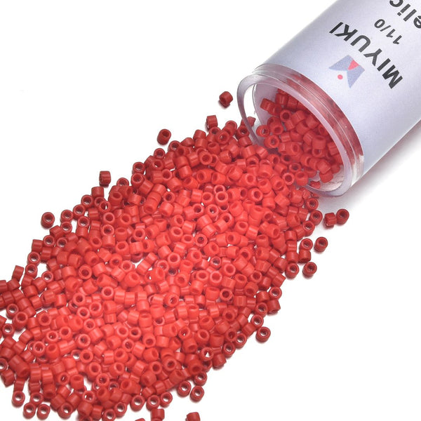 7.5g Miyuki Delica 11/0 Seed Beads, Opaque Dark Red DB723