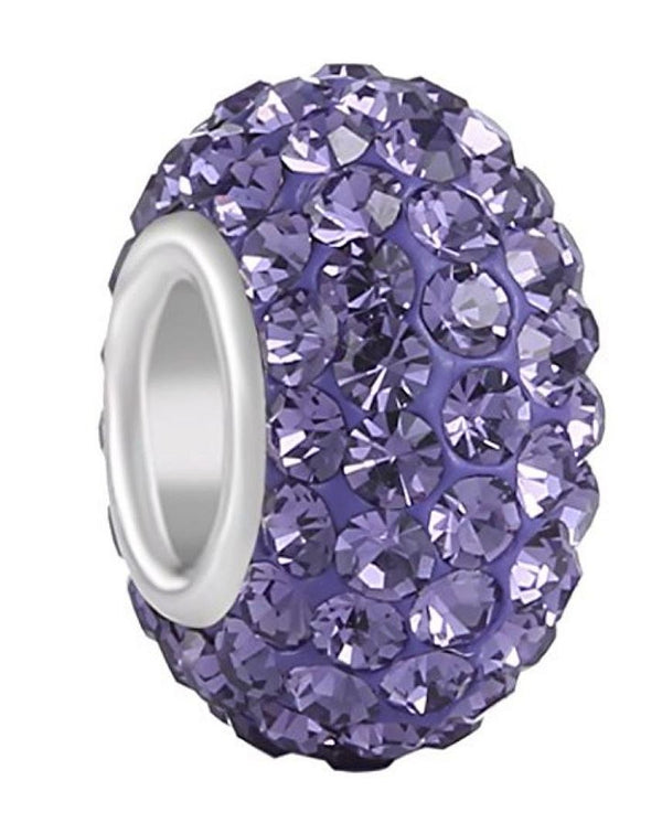 1pc 925 Sterling Silver February Amethyst Purple Birthstone Bead Charm, 12.5x7.5mm, Hole ID 4.8mm, Fit Pandora All Other Bracelets, EC684-2