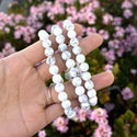 1 Strand Stretch Natural White Howlite Beaded Gemstone Bracelet, 8mm Bead, Length Selections: 7 inch/7.5 inch/8 inch/8.5 inch