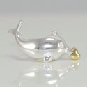 1pc Cute Real Solid Sterling Silver Charm Dolphin with Golden Heart Bead, Compatible with Pandora All Other Charm Bracelets, EC371
