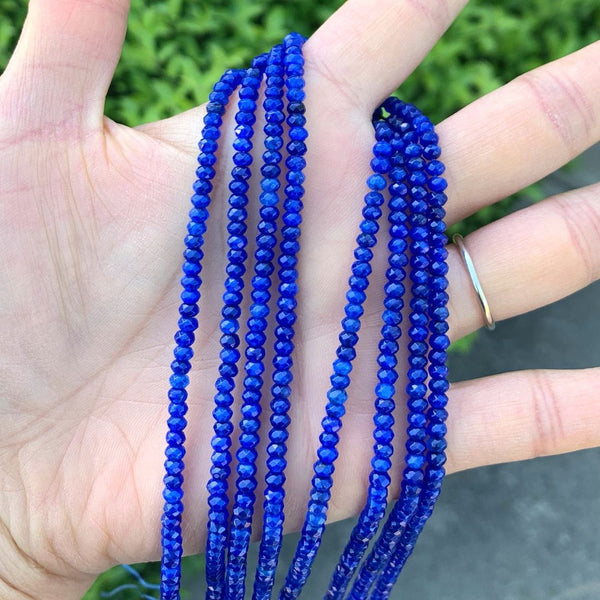 Natural Sapphire Blue Quartz Gemstone Faceted Rondelle Beads, 3x2mm/Small Tiny, Hole ID 0.8mm, 13 Inch/1 Strand, GH2R-8