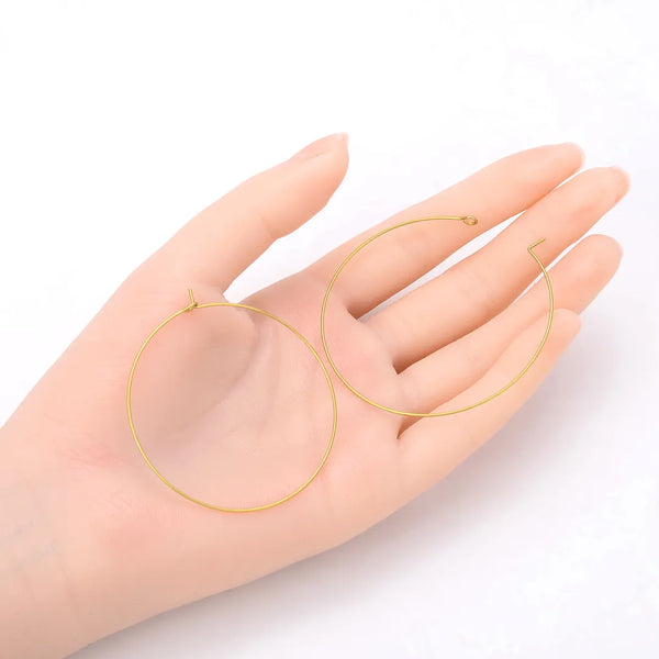 50pcs Raw Brass Round Circle Hoops, 0.7mm/21 Gauge, Unplated/Uncoated, Size Selections: 20mm/30mm/40mm/50mm/60mm