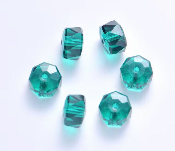 25pcs Adabele Austrian Faceted Donut Rondelle Crystal Beads #5045, Emerald Green, 8mm x 5mm, Hole ID 1.2mm, SSO-824