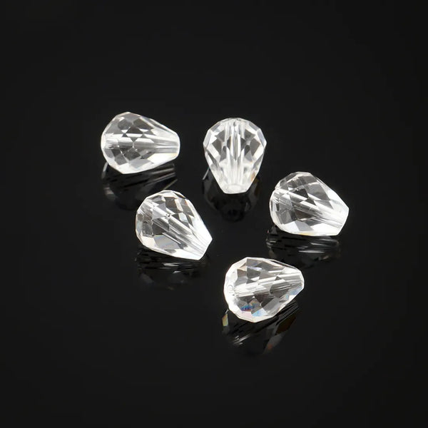 24pcs Adabele Austrian Faceted Teardrop Crystal Beads #5500, Crystal Clear, 10mm x 8mm, Hole ID 1.1mm, SST-1001