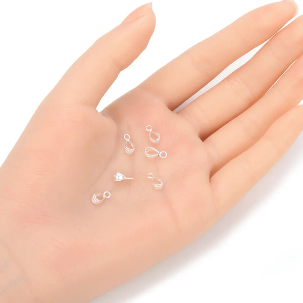 10pcs 925 Sterling Silver 9mm Folding Donut Bails, Small Pendant Connector, Closed Parallel Ring, SS355-1
