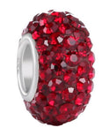 1pc 925 Sterling Silver January Red Birthstone Bead Charm, 12.5x7.5mm, Hole ID 4.8mm, Fit Pandora All Other Bracelets, EC684-1