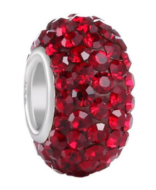 1pc 925 Sterling Silver January Red Birthstone Bead Charm, 12.5x7.5mm, Hole ID 4.8mm, Fit Pandora All Other Bracelets, EC684-1