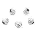 20pcs Best Grandma Love Heart Large Hole Beads, Hole ID 4.5mm, Antique Silver, Zinc Alloy Metal, MEC-B6