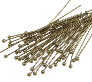 200pcs Ball Head Pins Headpins, Antique Bronze Plated Brass, 0.8mm/20 Gauge, Length Selections: 22mm/26mm/30mm/38mm/50mm