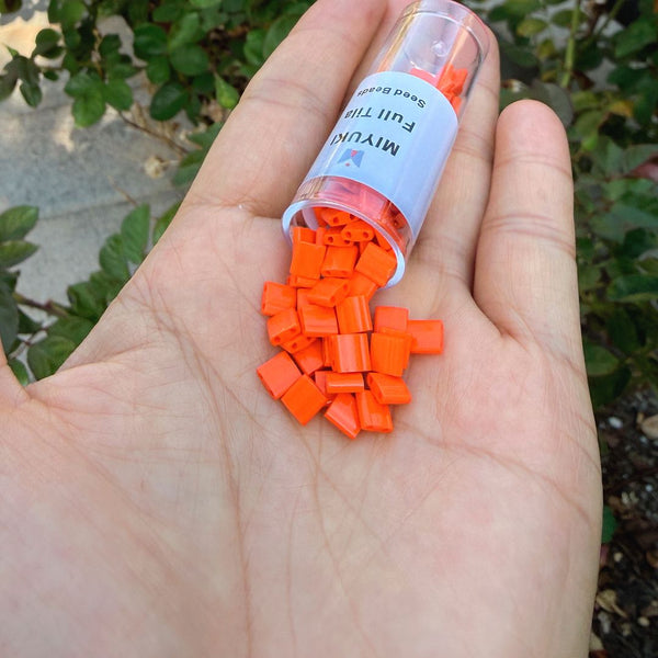 10g Miyuki Full Tila Square Seed Beads 5x5mm, Opaque Orange (TL-406)