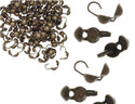 100pcs Clamshell Calotte Bead Tips, 9mm Crimp End Caps,  Antique Bronze Plated Brass, Open Hook, 4mm Cup, CF82-4